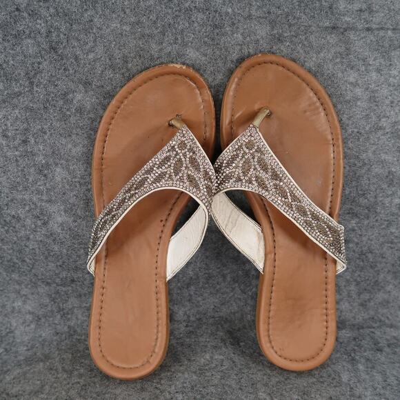 Casual Shoes Womens 7 Sandals Flip Flops Slip On Embellished Straps Comfort - Picture 5 of 8